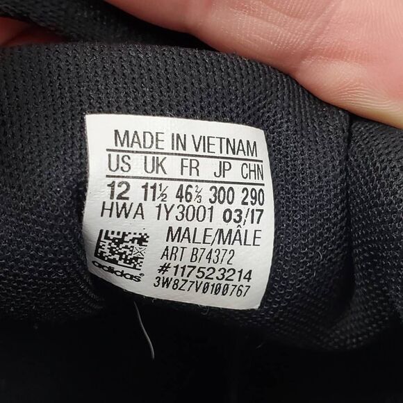 Adidas Men's 12 Black Athletic Shoes - Picture 6 of 8